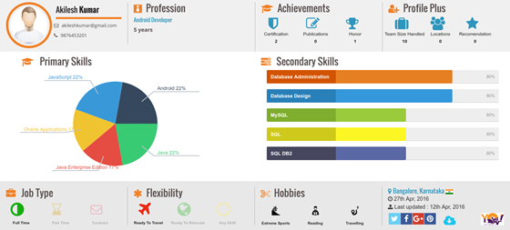 Yoscv | Infographic CV Builder: Create Infographic Visual CV Online in One Slide